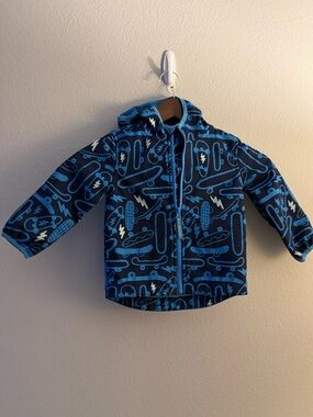 Cat & Jack Navy Jacket with Bright Blue Zip and Print